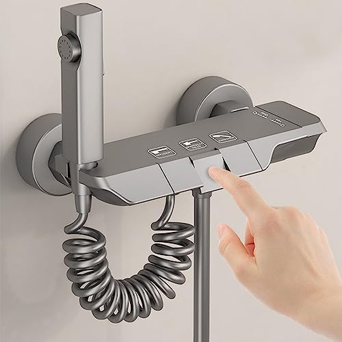 Piano Key Bathtub Faucet Set with 3 Functions Gray
