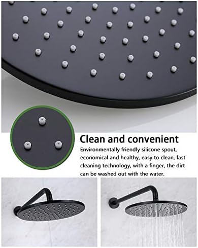 Brass Matte Black Concealed Shower Mixer Set with Rain and Handheld Showers