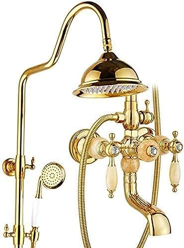 Hot Luxury Brass Jade Rainfall Shower Set 8 Inch Handheld