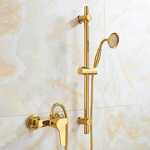 Contemporary Gold Wall Mounted Shower Set with Handheld