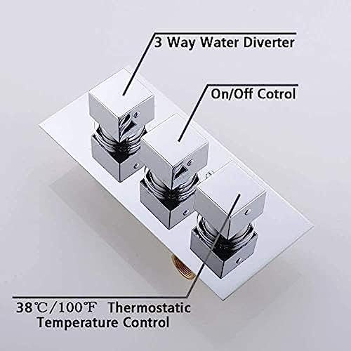 TECKI Thermostatic Shower System Set With 16 Inch Head And Handheld Tap