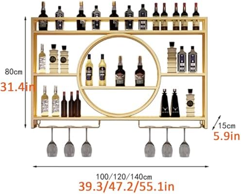 JIAOCKJIAO Wall-Mounted Wine Rack 3-Layer Metal Holder with Dust-Proof Design