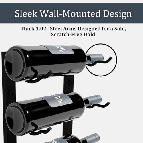 Wine Stack 6-Bottle Black Metal Wall Wine Rack
