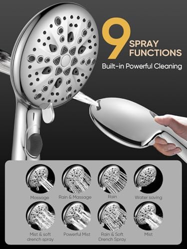 Cobbe 9 Functions Handheld Shower Head with Chrome Finish