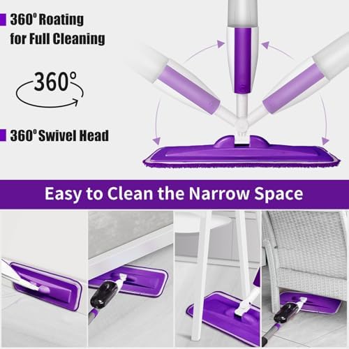 Panda Grip Spray Mop with Refillable Bottle and Microfiber Pads