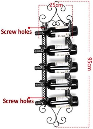 LASEVE Wall Mounted Wine Rack 5 Bottle Hold Rustic Industrial Style
