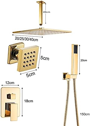 Gold Shower Faucet Set with 6 Body Spray Jets