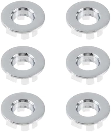 Wealrit 6 Pcs Chrome Sink Overflow Covers with Brass Inserts
