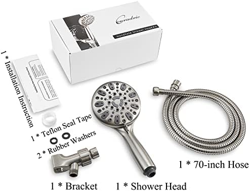 Couradric Handheld Shower Head with 6 Spray Settings and Brass Swivel Bracket