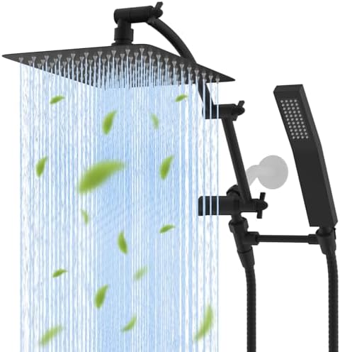 Hibbent All Metal 10x9 Rainfall Handheld Shower Combo