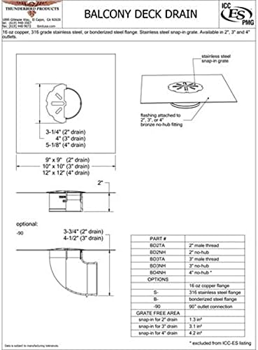 Copperlab Balcony Deck Drain Fitting 3 No Hub 1