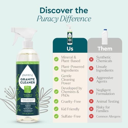 Puracy Natural Granite Cleaner - Streak-Free 16 fl oz 1