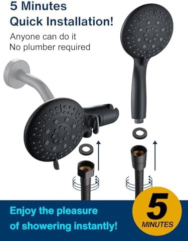 Cobbe 48-Setting 3-Way Shower Head Combo - Black 1