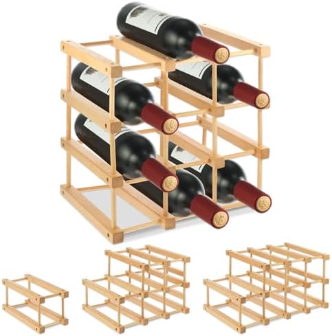 Wensdr 12-Bottle Beech Wood Wine Rack with Modular Design