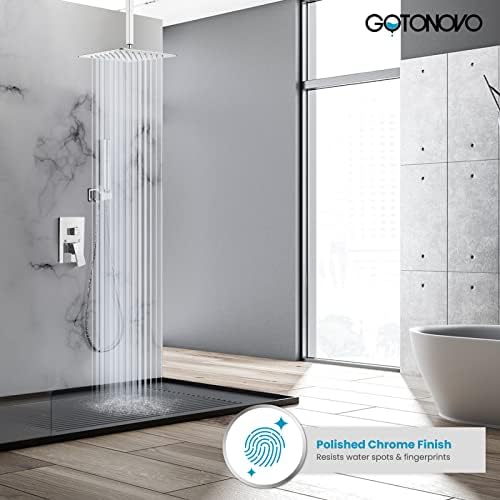 Gotonovo Chrome Polished Ceiling Mount Shower Faucet Set