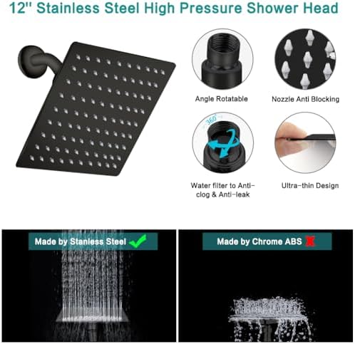 Tudoccy Handheld Shower Head Combo with 11 Extension Arm and 9 Spray Settings