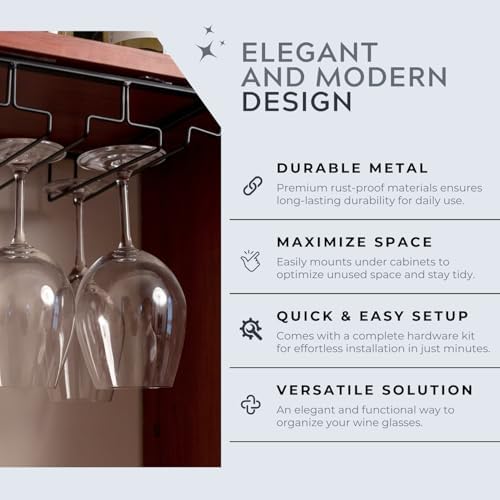 Maypes 4-Rack Wine Glass Holder Under Cabinet