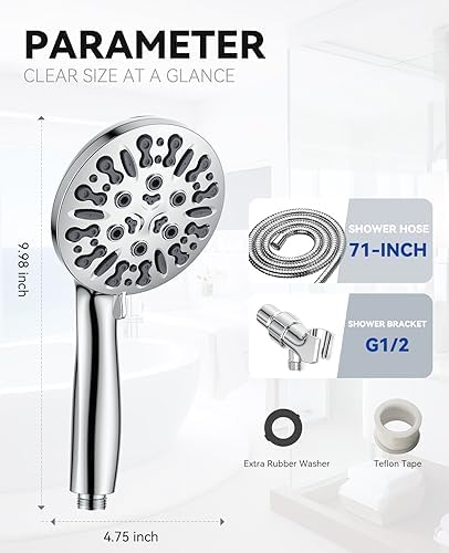 JDO High Pressure Handheld Shower Head with 9 Settings 1