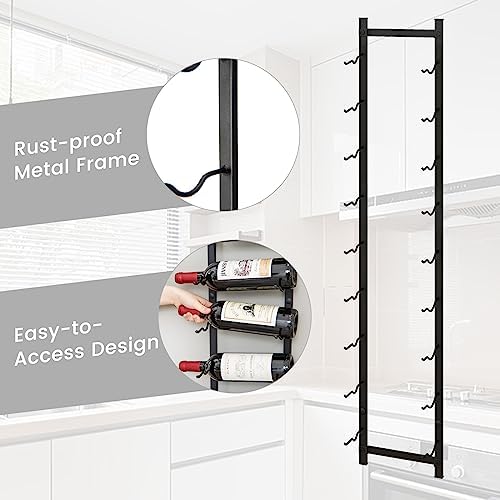 GOFLAME Wall-Mounted Wine Rack for 9 Bottles