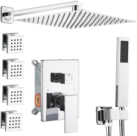 Shower Faucet Set with Body Jets Polished Chrome