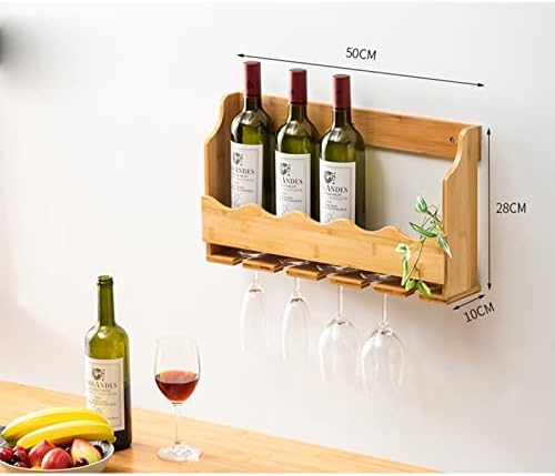 Wooden Wall-Mounted Wine Rack Display Stand with Bamboo Design