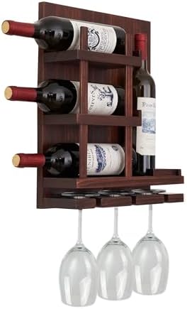 Stylish Wall-Mounted Wine Rack with 3 Cup Holders