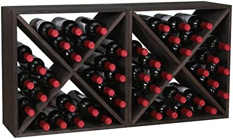 FDHUIJIA 48-Bottle Solid Wood Wine Rack Cube Rustic