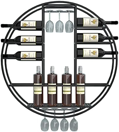 Black Wall Mounted Wine Rack with Glass Holder