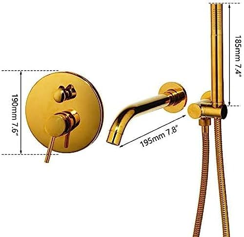 TECKI Brushed Gold Brass Bathroom Shower Set