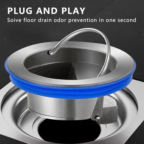 Lupdato Shower Floor Drain Backflow Preventer with Odor Control - Silver