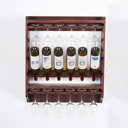 18 Bottle Wall Wine Rack with 12 Glass Holder