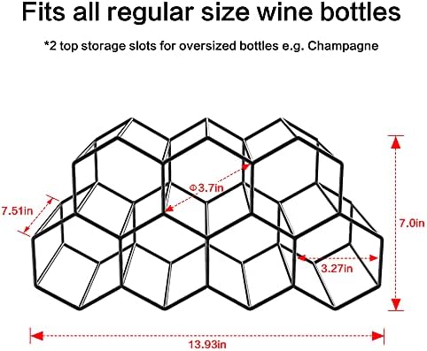 Handisen 9 Bottle Freestanding Wine Rack - Black Metal