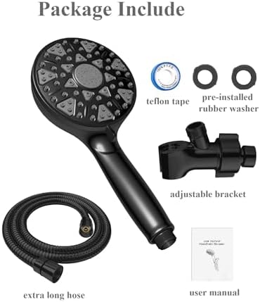 BOWGER High Pressure Handheld Shower Head with 7 Modes - Matt Black
