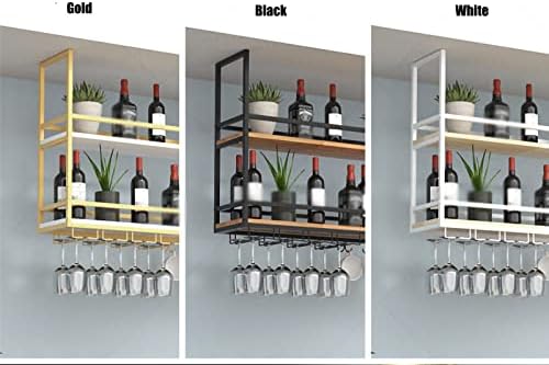 ZJDYDY 2 Tier Ceiling Wine Rack with Stemware Holder and Guard Rail