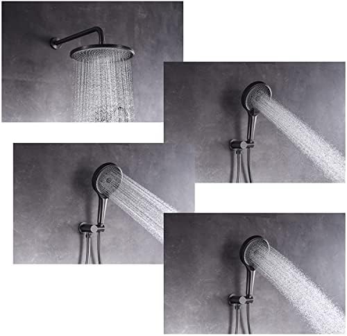 White Wall Mounted Shower Faucet Set with Rain and Handheld Heads