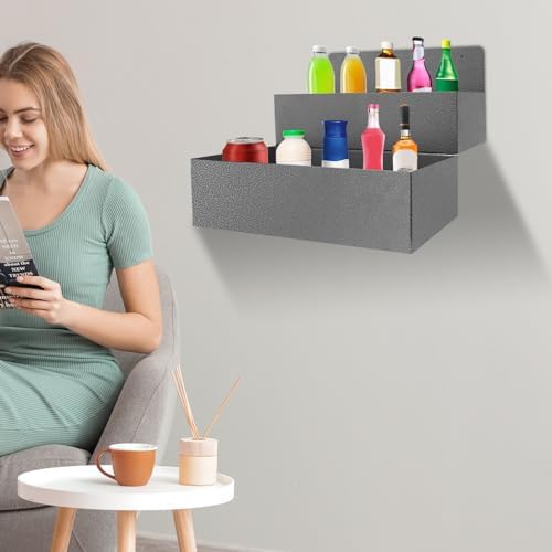 HOLMZCED 2 Tiers Wall Mounted Wine Rack