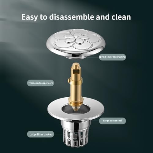 Aywenny 2Pcs Universal Sink Stopper with Hair Catcher