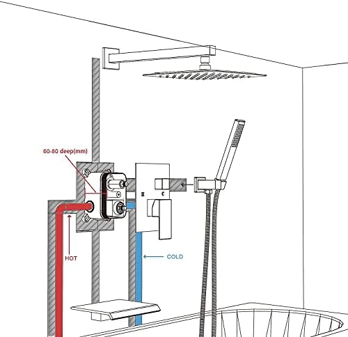 EMBATHER Tub Shower Trim System with Rain Shower Head