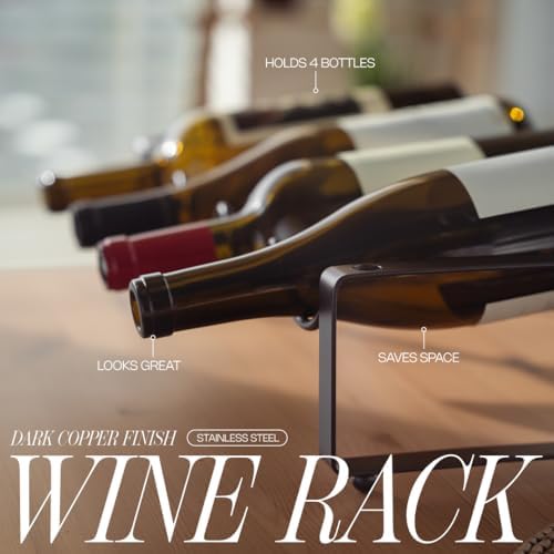 1-Tier Metal Wine Rack for Countertop - 4 Bottles Storage