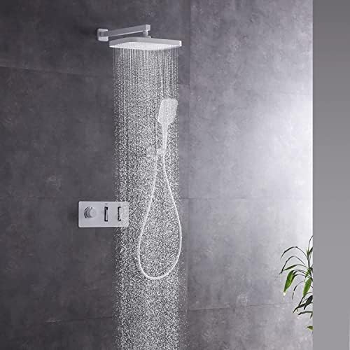 White Brass Rainfall Shower System Set
