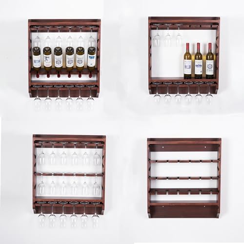 18 Bottle Wall Wine Rack with 12 Glass Holder