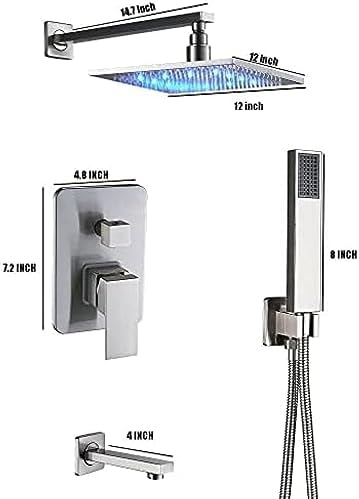 TECKI 12 Inch Brushed Nickel Rainfall Shower Faucet Set
