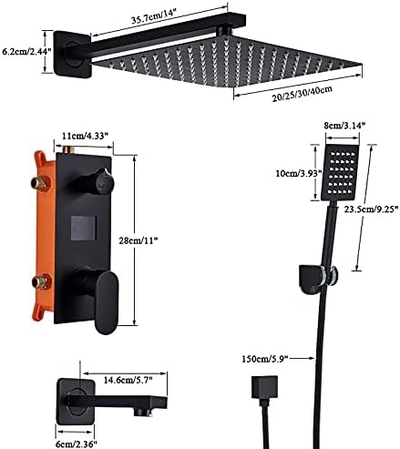Wall Mounted Matte Black Shower Combo Set with Digital Display 1