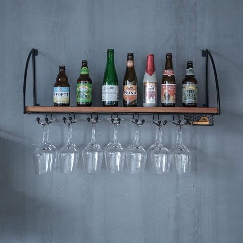 Industrial Style Wall Mounted Wine Rack Organizer - Black 100CM