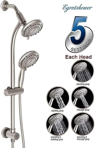 Handheld Showerhead Rain Combo with 275 Slide Bar 5ft Hose