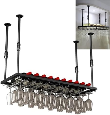 Whalebee Metal Wine Glass Holder Black Wall Mounted