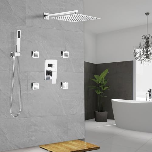 Shower Faucet Set with Body Jets Polished Chrome