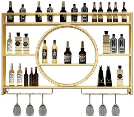 JIAOCKJIAO Wall-Mounted Wine Rack 3-Layer Metal Holder with Dust-Proof Design