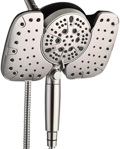 INAVAMZ 25GPM Nickel Shower Head with Handheld and 10 Spray Settings