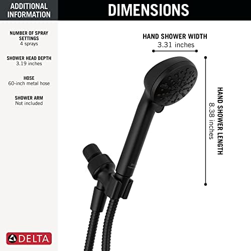 Delta 4-Spray Handheld Shower Head Matte Black